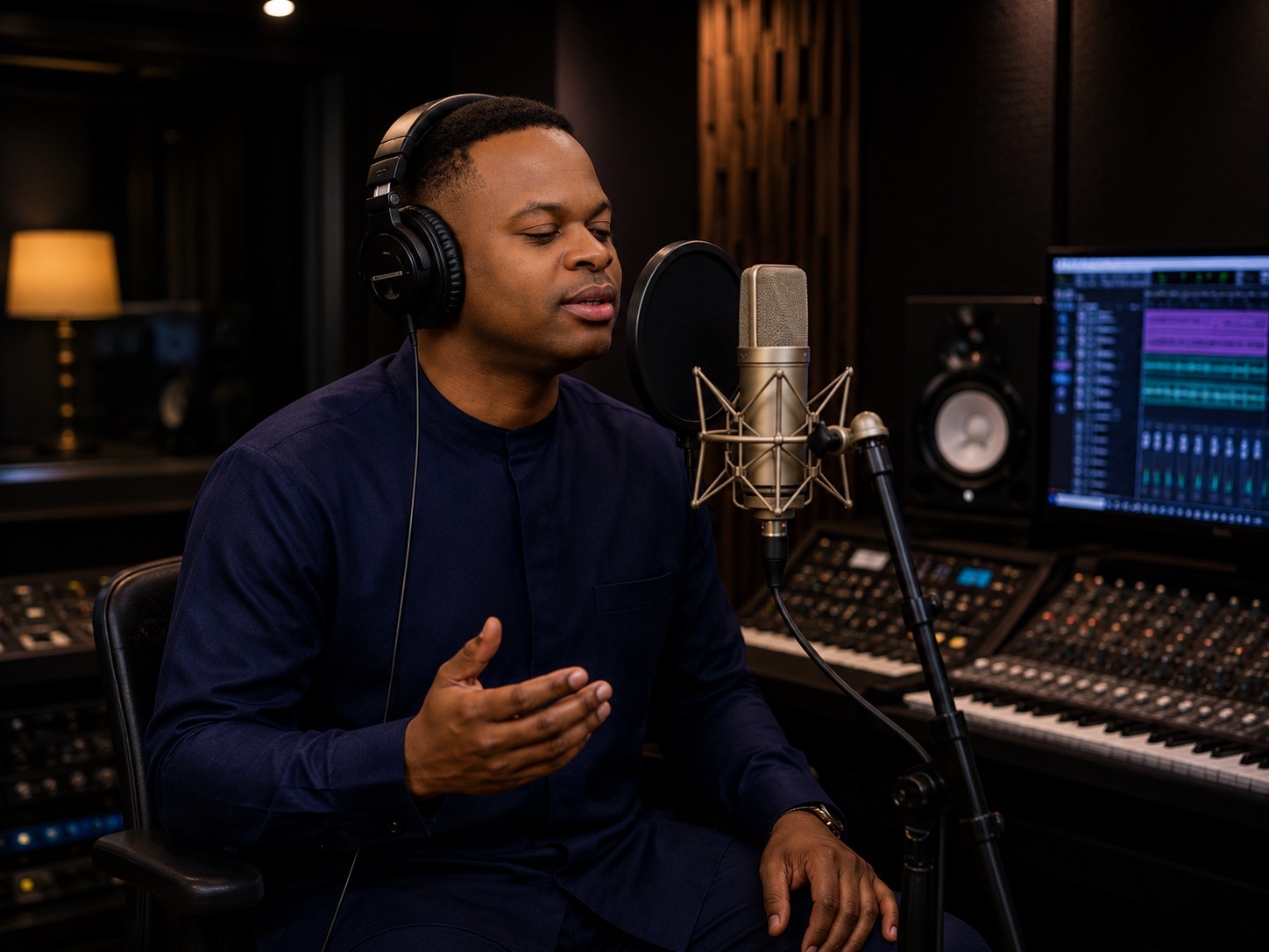 Sounds from His Temple recording worship in the studio